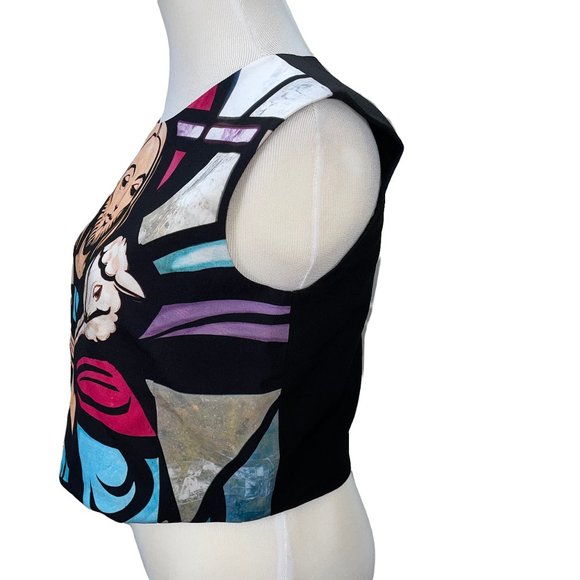 Karla Spetic Runway Jesus Chic Divinity Print Lined Sleeveless Top Lamb of God - Picture 6 of 10